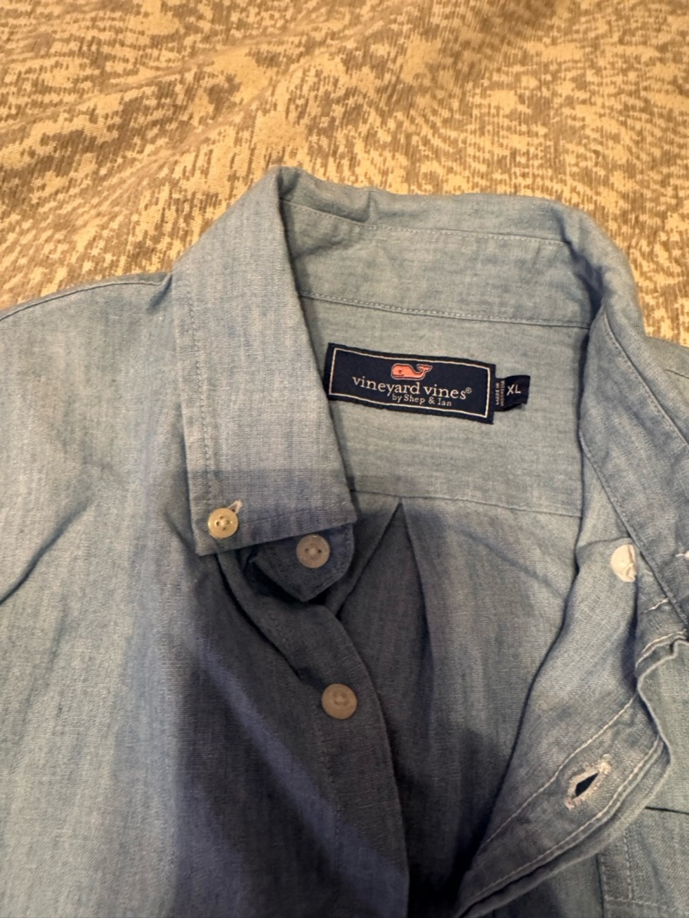 Vineyard Vines Chambray Button-Down Shirt with Whale Logo - Light Blue - Picture 4 of 5